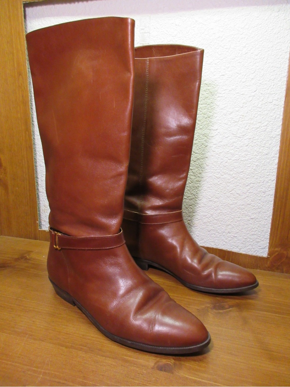 Etienne Aigner Tall Leather Riding Boots - Chestnut Brown